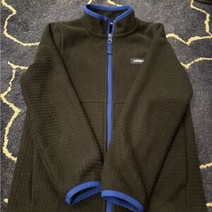 Lands' End Black and Blue Waffle Fleece mid layer